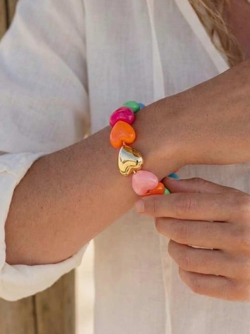 Colorful Heart Bead Bracelet